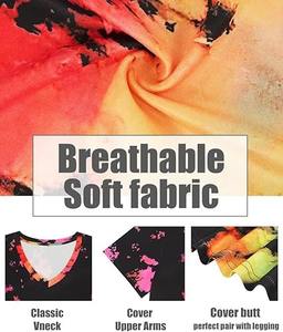 T-shirt décontracté violet tie-dyed dégradé surdimensionné demi-manches pour femmes en coton doux col rond conception d'épaule tombante pour le quotidien - Product Image 4