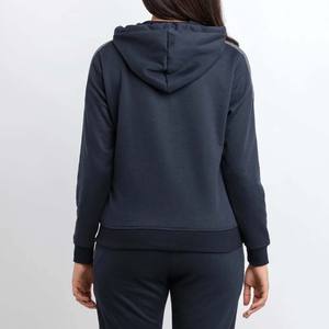 Couleur unie haute qualité 100% coton respirant Zip survêtement ensemble femmes debout avant lourd hiver sportif à capuche survêtement - Product Image 6