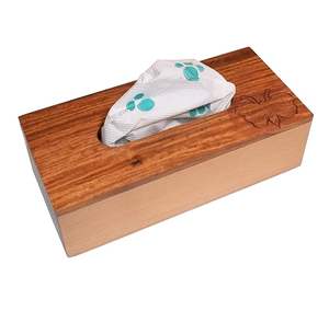 Caja de pañuelos de madera decorativa con incrustaciones de latón floral caja de pañuelos de madera marrón natural para mesa de comedor uso diseño único - Product Image 3