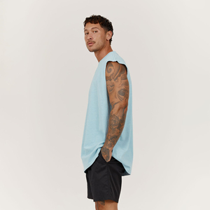 Camiseta sin mangas para hombre al por mayor 230gsm gráfico cuello redondo color sólido estilo casual gran oferta diseño simple camiseta sin mangas lavada - Product Image 2