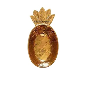 Bol jetable de luxe en métal plaqué or poli en forme d'ananas pour le service de fête - Product Image 1