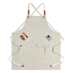 Style de lavage personnalisé coton Denim unisexe réglable Bule cuisson tablier de cuisine avec poches - Product Image 4