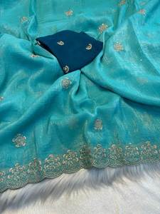 Sari de Viscosa Ligero y Moderno con Corte de Tejido Crujiente de Calidad Tipo Boutique, Ideal para Uso Diario, Oficina y Fiestas - Product Image 6