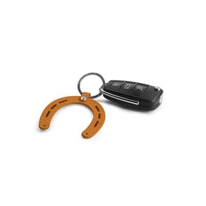 Porte-clés luxe en cuir de chèvre safran Porte-clés en cuir véritable pleine fleur design fer à cheval - Product Image 3