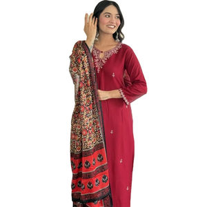 Sari de Tres Piezas de Seda Georgette con un Hermoso Diseño de Cuello, Multicolor, de la Mejor Calidad, + Blusa, Ropa de Fiesta para Mujer - Product Image 1