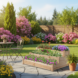 Maceta de jardín elevada de madera de 3 niveles con marco de metal, caja de maceta de madera elevada, decoración de hogar y jardín al aire libre productos al por mayor - Product Image 3