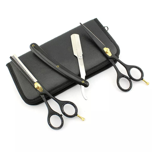 Ensemble de ciseaux de coupe de cheveux de salon Kit de ciseaux amincissants pour barbier à domicile avec rasoir et étui pour hommes avec boîte - Product Image 2