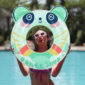 New Style Panda <b>Inflatable</b> Swim Ring with Handles Kids Pool Float PVC Floating Tube Lightweight Easy Inflate for Boys Girls - Product Image 3