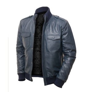 Veste en cuir décontractée d'hiver pour hommes, vêtements en tissu de haute qualité à coupe ajustée - Product Image 5