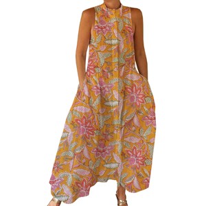 Combinaison bohème imprimée Bagru, tissée à la main, pour la danse estivale, la plage, vêtements bohèmes pour le printemps/été, adultes, nouvelles arrivées d'automne, Bagru - Product Image 1