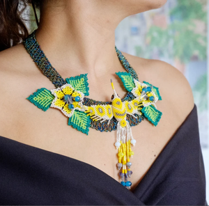 Trendy High Quality Unique Western Beaded <b>Scarf</b> Necklace, Fringe Beaded Bandana - Product Image 2