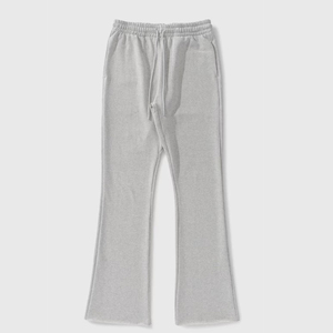 Pantalones de chándal acampanados apilados holgados de felpa francesa para hombre, pantalones de chándal elásticos con cierre de cintura media, estilo informal, joggers de lana de algodón - Product Image 1