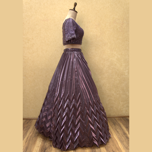 Lo último en ropa de diseñador elegante de alta calidad Lehenga de color vino para proveedor DE BODA DE LA India a precio mayorista - Product Image 5