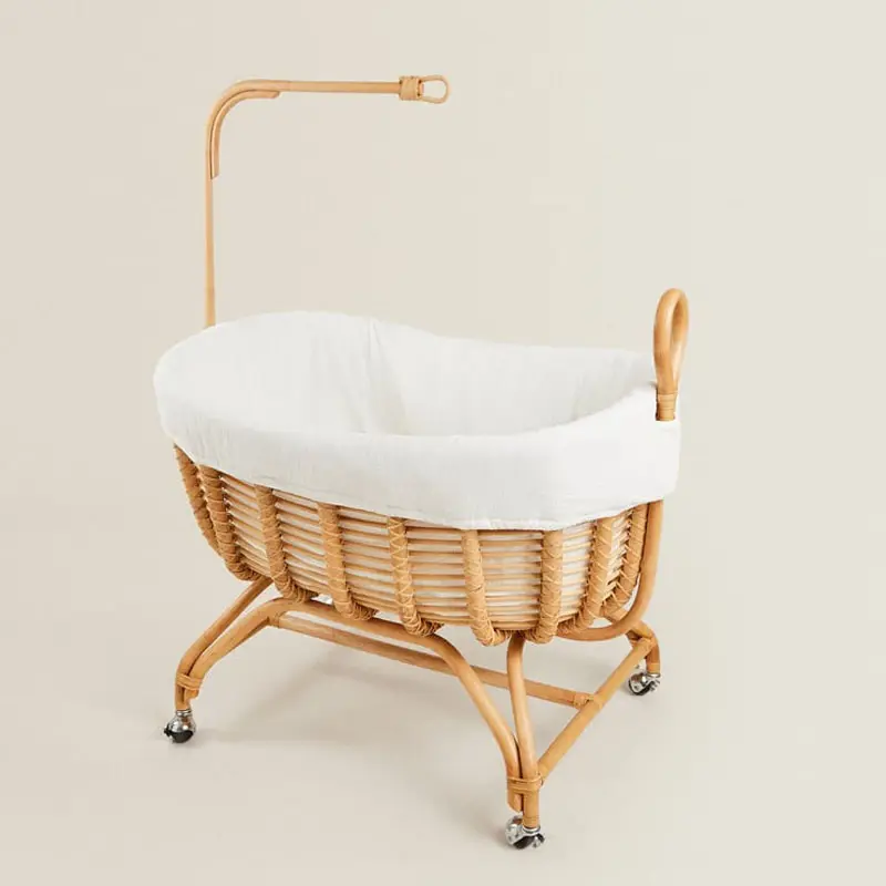 Hot Sale Rattan Kinder bett für Puppe Stuben wagen, Mini Beige Rattan Bett für Puppen Bester Preis Großhandel Vietnam Lieferant