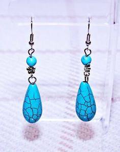 Pendientes Colgantes de Latón Vintage de Alta Calidad Surgyan Saini con Piedra Turquesa de 12 mm en Forma de Gota de Agua para Adolescentes - Product Image 3