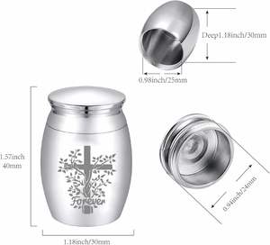 cross Engraving <b>Small</b> Keepsake <b>Urn</b> Stainless Steel Mini Cremation Funeral Memorial Preserve <b>for</b> <b>Human</b> <b>Ashes</b> Custom Size - Product Image 2