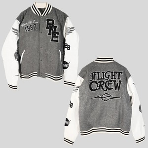 แจ็คเก็ตทีมตัวแทนเสื้อแจ็คเก็ตขนสัตว์แขนเสื้อหนังสำหรับทุกเพศดีไซน์ตามสั่งผลิตจากโรงงาน - Product Image 2