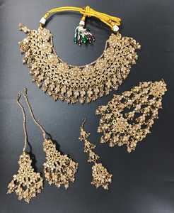 Graceful Gold-Plated shadow Necklace Set Sophisticated Bridal Jewelry for Weddings Receptions & Traditional Ceremonies - Product Image 1