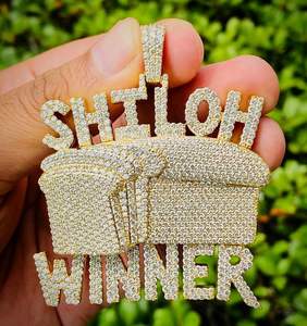 Haute qualité personnalisé glacé Hip Hop nom pendentif VVS Moissanite diamant 925 argent plaqué or meilleur prix pendentifs breloques - Product Image 1