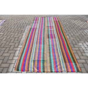 Vintage 4.5x10.5 ft Rug, Kilim Turkish Rug, <b>Red</b> Floral Rug <b>Wool</b> - Product Image 1