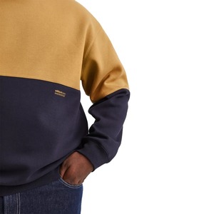 Calidad Premium 480GSM French Terry Custom Logo Crew Neck Pullover Hombres Sudaderas 2 Panel Color Block Style O Neck Sudaderas - Product Image 3