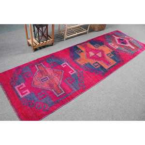 Tapis turc 2,9 x 9,3 pieds, tapis Herki vintage, tapis persan en laine rouge - Product Image 2