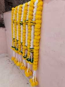 Lot de 10 guirlandes de jasmin jaune et blanc moelleux pour décorations de festival de mariage indien Ganpati - Product Image 6