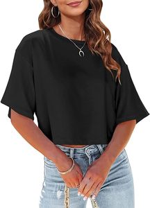 Women Half Sleeve Cropped T-Shirts Drop Shoulder Round Neck <b>Crop</b> T Shirt Custom Logo Casual Summer Solid Color T-shirt <b>for</b> <b>men</b> - Product Image 3