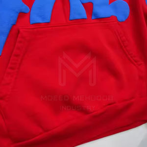 Men's <b>Trendy</b> Solid Color Puff Printing Winter <b>Hoodie</b> New Fashion Style with Custom Logo Plain Dyed Technique - Product Image 6