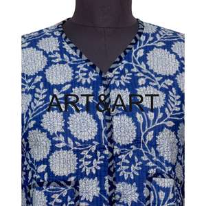 Chaqueta Casual Acolchada con Cuello en V para Mujer, Estampado Floral Digital, Tejido de Algodón de Punto, Mangas Largas, Corta, Botones Vintage, Algodón - Product Image 4