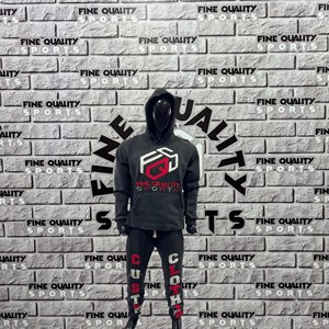 Chándal de Jogging lavado con ácido de gran tamaño personalizado para hombre, Sudadera con capucha bordada desgastada, conjunto de pantalones de chándal para chándal de invierno - Product Image 2