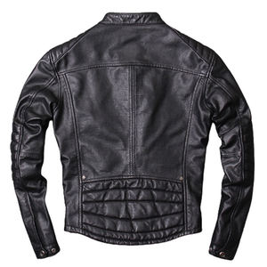2026 veste en cuir véritable avec logo personnalisé hommes à manches longues coupe ajustée Patchwork printemps mode fermeture éclair veste en cuir pour hommes - Product Image 4