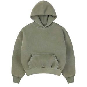 Hoodies Pullover Custom Logo Distressed Embroidered Men's <b>Drop</b> Shoulder Best Streetwear Fashion 100% Cotton Fleece - Product Image 5