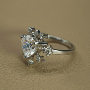 2024 New Designer Crafted 925 Sterling Silver Rhodium Plated Heart Cut Diamond Solitaire Ring for Women Vvs Wedding Party - Product Image 2