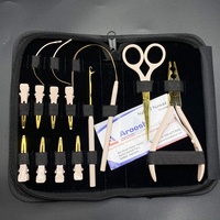 Kit d'outils professionnels pour extensions de cheveux brésiliens, comprenant des pinces à deux trous pour la pose de mèches, des outils pour cheveux Remy à double trame