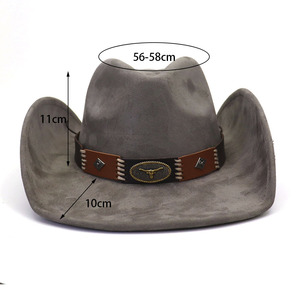 Nuevos sombreros de vaquero de cuero al aire libre para hombres de vaquero occidental personalizados Sombreros de vaquero en cuero genuino Sombreros de moda al por mayor - Product Image 2