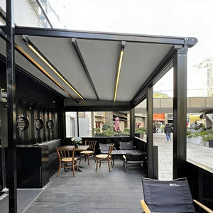 Pergola motorisée rétractable moderne en aluminium avec rideaux latéraux télécommandés, certifiée CE, <span class=keywords><strong>abri</strong></span> pare-soleil étanche pour jardin - Product Image 1