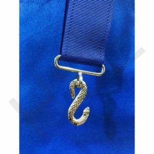 Delantal Masónico de Ex-Maestro Masón, Regalia de Logia Azul, Bordado a Mano con Flecos de Hilo Plateado, Piel de Cordero - Product Image 6