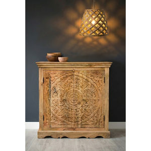 Wooden Hand Carved Solid <b>Wood</b> Modular <b>Dresser</b> Storage Cabinet with Adjustable Shelves Eco-Friendly Durable Space-Saving Design - Product Image 1