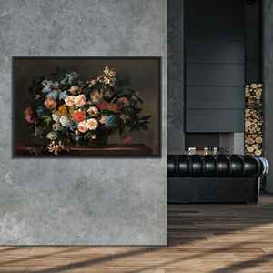 Modern Floral Canvas Print: Elegant Flower Art, Contemporary Decor,BLACK <b>FRAMED</b> CANVAS - Product Image 1