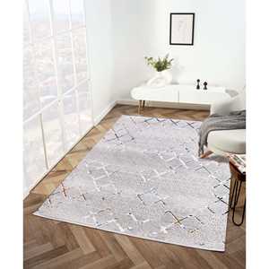 Alfombra Moderna de Poliéster Acrílico Netline ZN006, 80x150cm, Color Gris Depósito, Antideslizante, Fácil de Limpiar, Duradera, para Dormitorio - Product Image 3