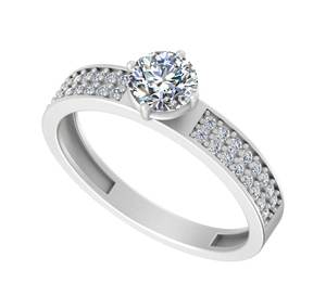 Bague en diamant de laboratoire de créateur en or blanc jaune rose 14K/18K avec accents rhodiés Bagues de fiançailles contemporaines pour mariage - Product Image 3