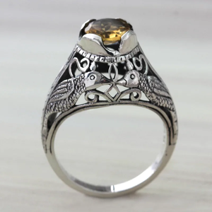 925 Sterling Silver Wrap <b>Ring</b> with Citrine Gemstone Birds Design Fashionable Wedding Jewelry Inspired by Christianity - Product Image 4