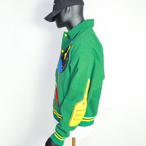 Custom Green Varsity Style <b>Jackets</b> Wholesale Print logo Blank Plain Cotton Youth Letterman Bomber <b>Baseball</b> Varsity <b>Jacket</b> - Product Image 4