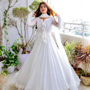 Luxury Designer Gown in Premium Faux Georgette with Seamless Inner Lining & Intricate Lace <b>Detailing</b> wholesale and cheap - Product Image 1