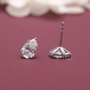 IGI Certified Lab Grown Diamond Pear Stud <b>Earrings</b> 18K White / Rose & Yellow Gold Pear Cut Solitaire Push Back Diamond <b>Earrings</b> - Product Image 5
