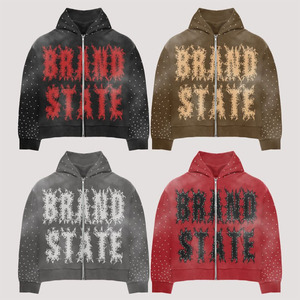 Sudadera con capucha para hombre con logotipo personalizado ropa Otoño Invierno 350 Gsm algodón polar sudaderas con capucha para hombre con hombros descubiertos de alta calidad de gran tamaño - Product Image 2