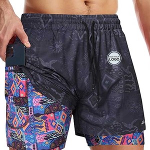 Pantalones cortos de gimnasio con forro para hombre Estampado floral de secado rápido con forro de malla breve - Product Image 4