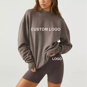 Ropa de Fitness para mujer Fleece Terry Cuello redondo Gimnasio Poliéster Suéter Algodón Sudaderas de gran tamaño Sudadera de cuello redondo para mujer - Product Image 2