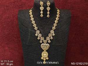 Conjunto de collar de oro para mujer, joyería tradicional de 1 gramo, para fiesta, esmalte, diseño liso, venta al por mayor - Product Image 2